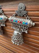 Silver Multicolored drum earrings